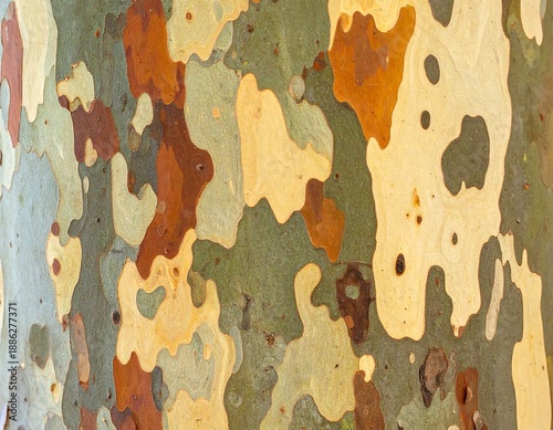 Colorful Bark Pattern of Eucalyptus Tree Trunk.
