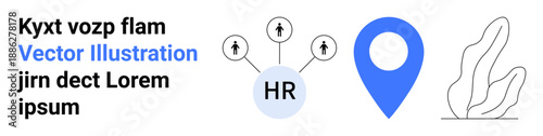 Free Download Human resources, team structure, recruitment process, location tracking, organizational tools, workplace growth. HR diagram, location pin and plant outline. Human resources and recruitment concept - GFXLoad