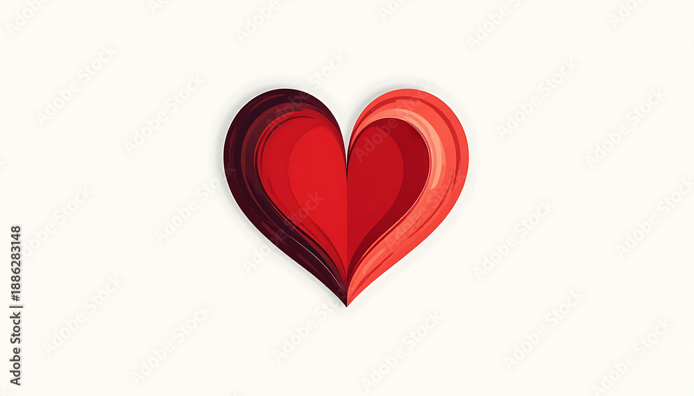 Obraz premium 3D Layered Red Heart Illustration with Elegant Paper Cut Effect Isolated on White Background