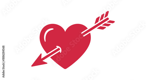 A striking red heart pierced by an arrow symbolizes love passion and perhaps a touch of vulnerability