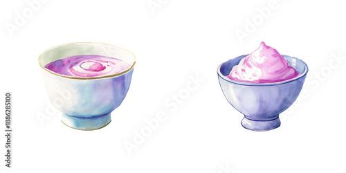 yogurt bowl watercolor vector illustration