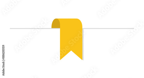 Yellow marker tab on page, isolated against a white background, with minimalistic design and clean composition