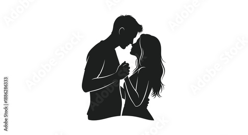A striking silhouette depicting a couple embracing in a tender moment showcasing love and connection high quality professional
