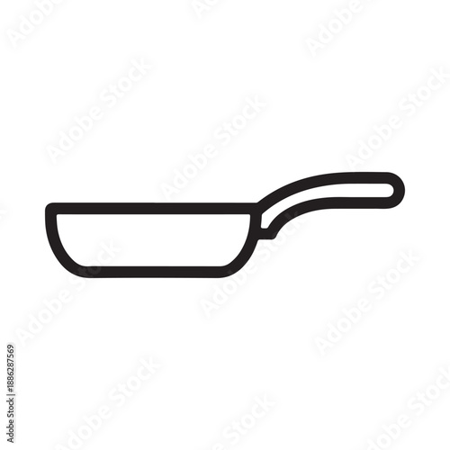 Free Download Simple black and white line drawing of a frying pan with a long handle - GFXLoad