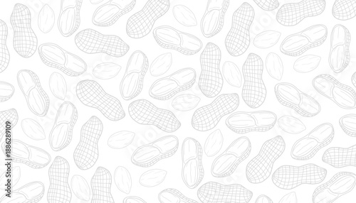 Peanut Seamless Pattern Hand Drawn Outline Minimal Background