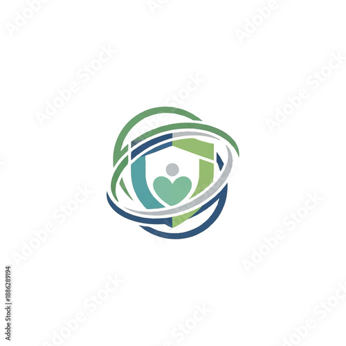 Heart Icon Surrounded by Swirling Shapes.