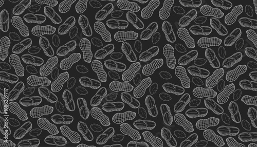 Peanut Seamless Pattern Hand Drawn Outline Minimal Background