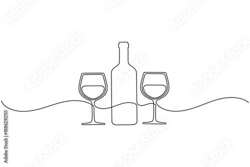 Wine bottle icon continuous one line drawing minimalist style vector

