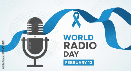 World radio day february 13 blue ribbon microphone