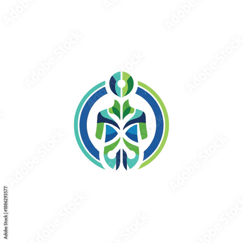 Stylized Human Figure in Circular Design.