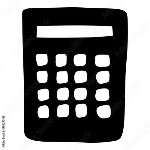 Calculator black hand drawn icon