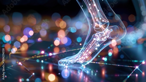 Wallpaper Mural Digital Illustration of Transparent Human Foot Anatomy with Bright Abstract Bokeh Background and Vivid Light Effects Torontodigital.ca