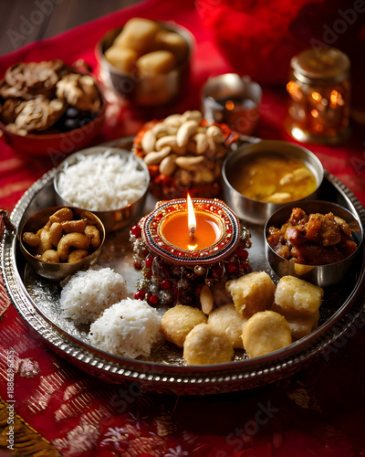 Traditional Indian Festival Sweets and Diwali Candles