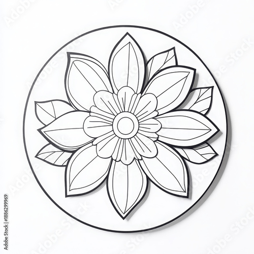 Wallpaper Mural Intricate paper cut flower design with bold lines, circular shape, and symmetrical petals Torontodigital.ca