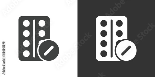 Blister Strip and Pill icon. Solid glyph series icon
