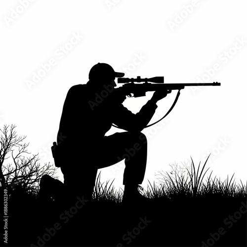 Sniper Shooter Aiming Rifle Silhouette Military