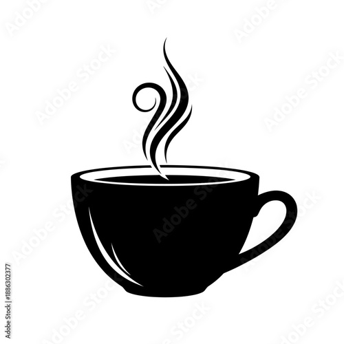 Hot Drink Coffee Cup Black Silhouette Icon Illustration