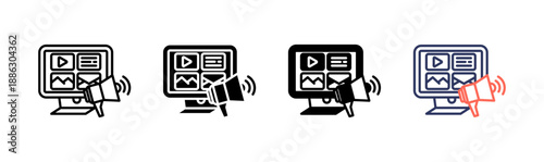 digital marketing icon set multiple style collection