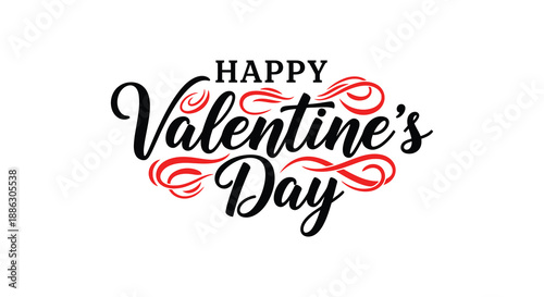 The image showcases a beautifully designed valentine s day greeting with elegant lettering and decorative swirls evoking romance