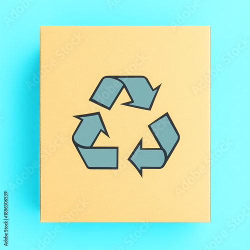 Wallpaper Mural Recycling symbol cardboard box, eco friendly packaging, sustainability concept, blue background Torontodigital.ca