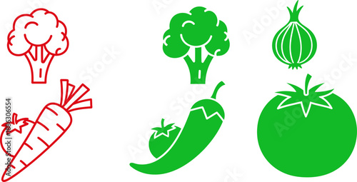 Colorful of broccoli carrot chili pepper and tomato vegetable