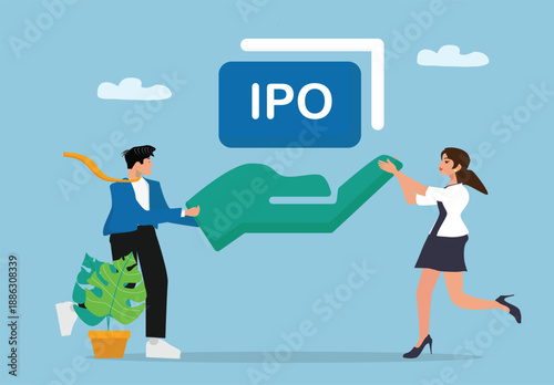 Business People Engaging with IPO Launch Symbolizing Initial Public Offering, Investment Growth, and Corporate Expansion in a Modern Financial Environment