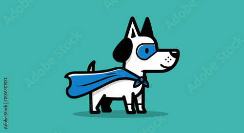 Cartoon dog superhero in blue cape