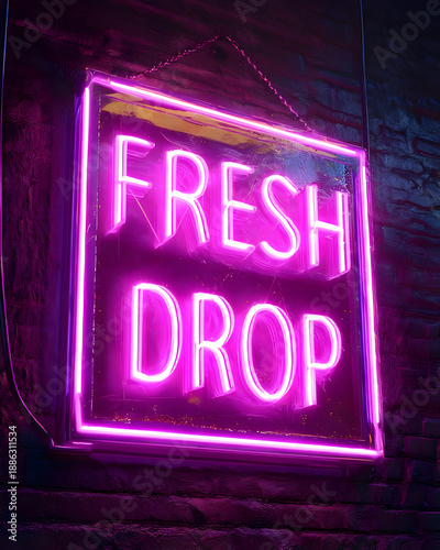 Fresh Drop Neon Sign In Pink Glow