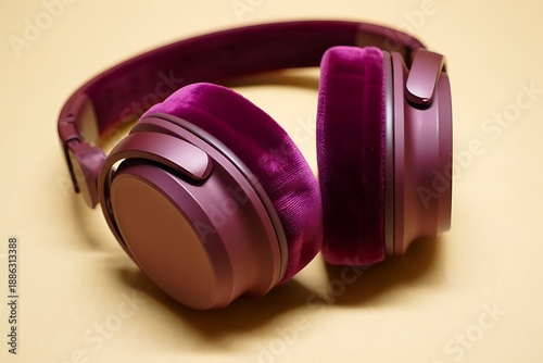 Plush velvet earcups on stylish maroon over ear headphones