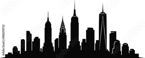 New York City Skyline Silhouette Vector Illustration Iconic Urban Landscape for Design Projects