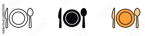 Cutlery icon vector. plate, knife, and spoon arrangement symbol. vector illustration.