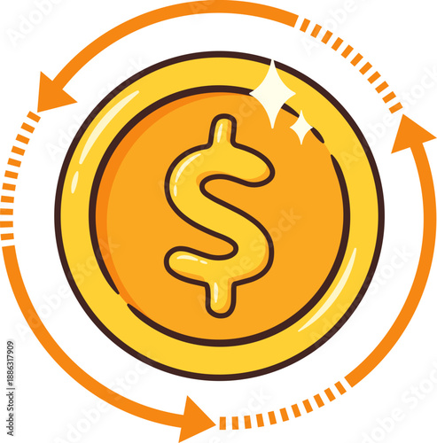 ROI Illustration. Return On Investment. Money Circulation.