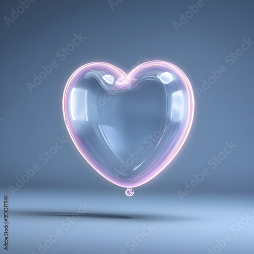 Minimal Transparent Glass Heart Balloon On Soft Background