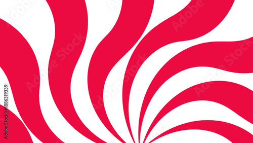 Abstract Christmas vector illustration featuring red and white striped waves and candy cane swirls in a decorative holiday wallpaper design