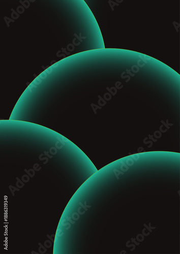 Abstract  blue 3D background showing floating circular spheres that resemble molecules or atoms, creating a clean and modern scientific decoration
