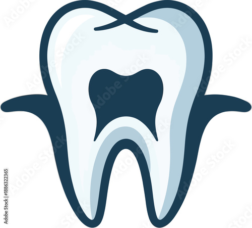 Professional tooth icon in blue shades for dental use