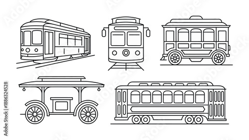 Vintage Tram Set: A collection of meticulously detailed vintage trams, each a testament to a bygone era of public transport. These classic vehicles evoke a sense of history and charm.