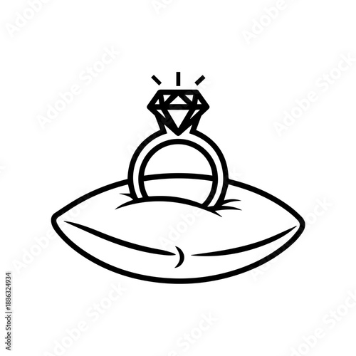 Engagement ring on pillow Vector
