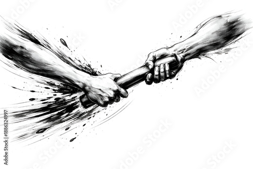 Relay Baton Exchange Showing Teamwork and Momentum