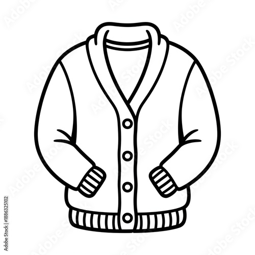 A cardigan vector style coloring page 
