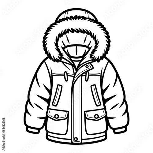 A parka vector style coloring page 