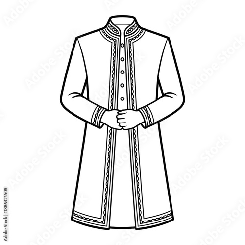 A sherwani vector style coloring page 