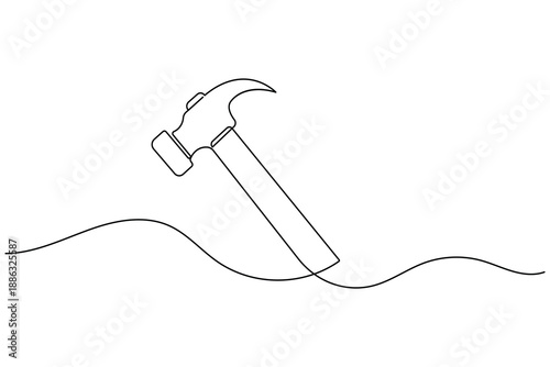 Hammer continuous line drawing vector illustration
