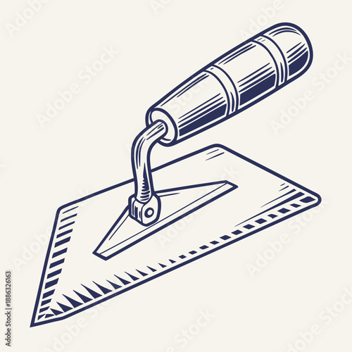 Concrete trowel outline, construction tool icon