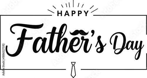 Happy Father's Day Greeting Card with Mustache and Tie Icons