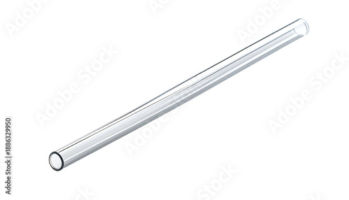 A single, clear, cylindrical glass tube on a stark black background