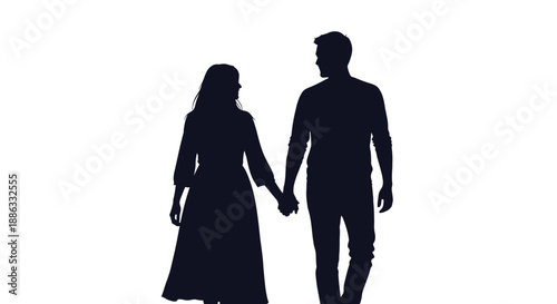 Silhouetted couple holding hands a romantic depiction against a simple background