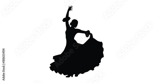 Silhouette of a flamenco dancer in a dynamic expressive pose