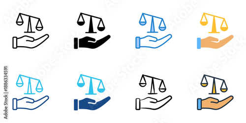 Legal Advice icons set multiple style collection. Editable stroke 
