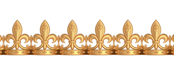 Golden fleur de lis decorative border luxury ornate isolated on a transparent background